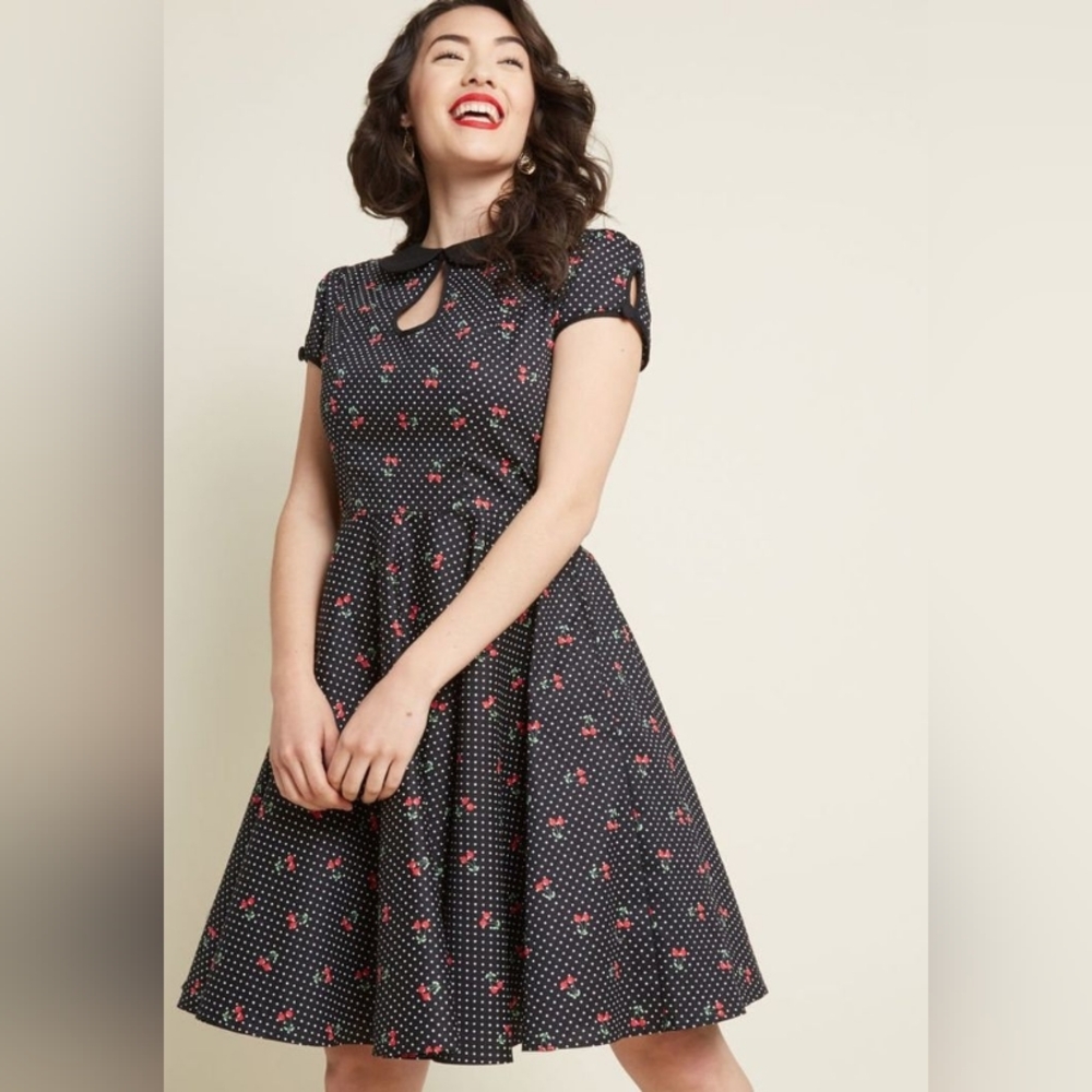 Chic Black and Red Polka Dot Dress